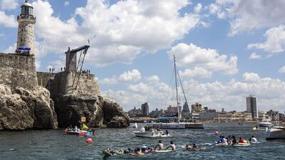 Fourteen international athletes competed in Havana, host for the first event of the Red Bull Cliff Diving World Series in 2014. Courtesy Red Bull via Getty Images