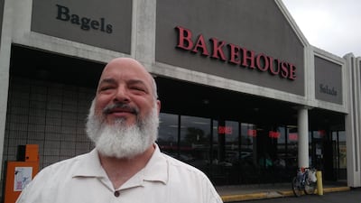 Frank DeViva, the owner of the Bakehouse Bakery and Cafe in Kingston, Pennsylvania, says many of his customers support US President Donald Trump, even if they don't advertise it. Rob Crilly for The National