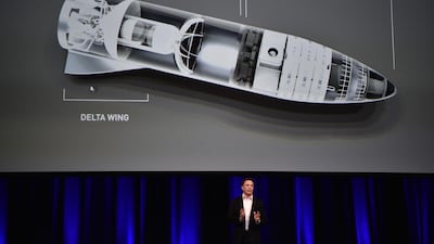 Elon Musk presents plans for a new SpaceX rocket in Adelaide on September 29, 2017. AFP