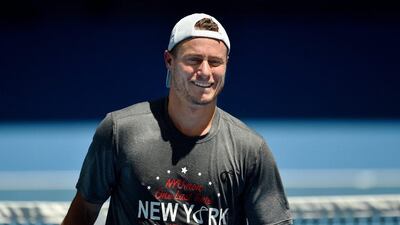 Lleyton Hewitt of Australia reacts during a practice session on Saturday ahead of the Australian Open. Julian Smith / EPA / January 16, 2016