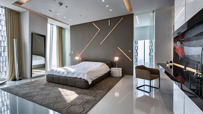 The Paris-themed bedroom. Courtesy LuxuryProperty.com