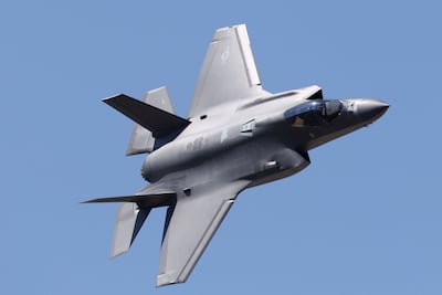 A Lockheed Martin F-35 Lightning II at the Farnborough International Airshow 2026, south-west of London, on July 20. AFP