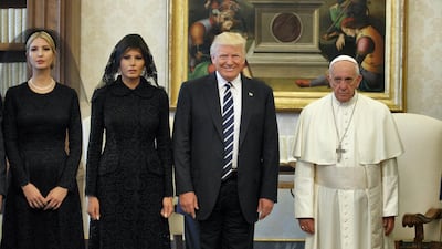 Pope Francis and Donald Trump have wildly opposing views on things, and have not been afraid to share them. So when the pair came face-to-face at the Vatican in 2017, this photo, which went viral, seemed to encapsulate that shared feeling. The stone-faced Pope lightened up in latter photos. AP