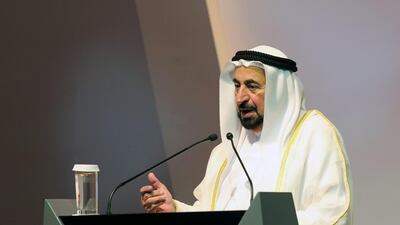 Sheikh Dr Sultan bin Muhammad Al Qasimi has called for the Arabic language to be protected. Leslie Pableo for The National