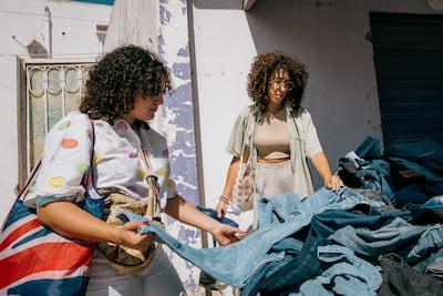 Fatma and Wided started Goya Thrift with 33 dinars ($11.65) worth of finds from their local second-hand markets, including coveted denim, like Levi's 501s. Erin Clare Brown / The National