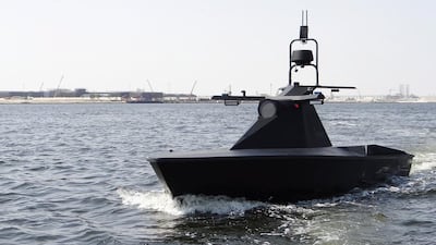 The Oscar USV hybrid version, an unmanned boat developed by Abu Dhabi-based Al Seer Marine. The boats are now ready for security and surveillance operations and will be used in UAE ports soon. Photo courtesy Al Seer Marine