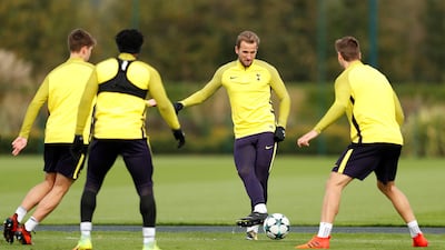 Harry Kane takes part in training with his Tottenham teammates. John Sibley / Reuters