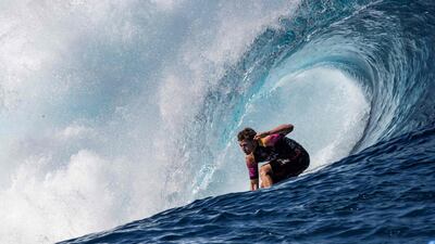 Hawaiian surfer Nathan Florence competes at the famous break Teahupo'o during the 2019 Tahitian Teahupo'o surf trials. AFP