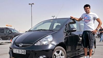 Indian racing driver Zaamin Jaffer thinks his Honda Jazz is a great car for driving around Dubai as it’s nippy, it has a manual gearbox and, due to its size, it’s very easy to park. Kevin Hackett / The National