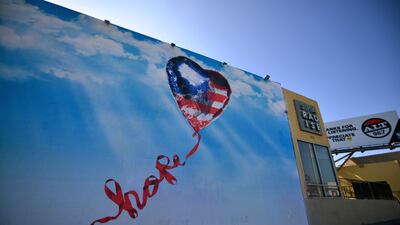 Street art by Mr Brainwash is seen outside Sparadise on La Brea Avenue on June 21, 2020, in Los Angeles, California. Getty Images