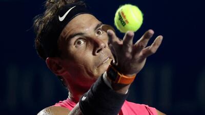 Rafael Nadal about to serve during his second-round victory against Miomir Kecmanovic, at the Mexican Tennis Open in Acapulco, on Thursday, February 27. AP