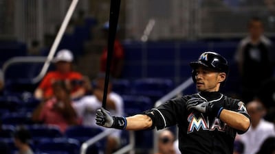 Ichiro Suzuki of the Miami Marlins, who has enjoyed success in NPB as well as the MLB, is a cultural icon in his native Japan. Mike Ehrmann / Getty Images / AFP