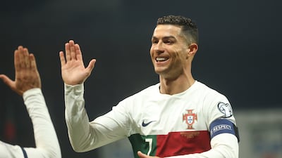 Cristiano Ronaldo celebrates after scoring Portugal's second goal. AP