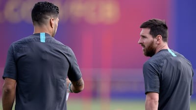 Barcelona's Argentine forward Lionel Messi takes part in a training session at the Joan Gamper Sports City training ground. AFP
