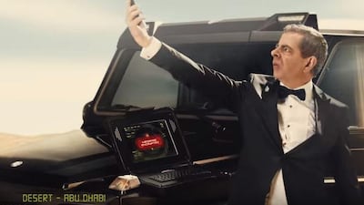Rowan Atkinson is seen roaming the UAE in Etisalat's latest ad - but he's more Johnny English than Mr Bean in the clip.
