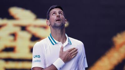 Novak Djokovic celebrates after defeating Frances Tiafoe in the second round of the Australian Open. AP