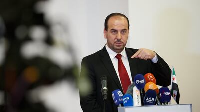 Nasser Al Hariri, head of the Syrian opposition delegation to the UN talks in Vienna, speaks to reporters in the Austrian city on January 24, 2018. He has said the opposition will not attend the upcoming talks in Sochi. Florian Wieser / EPA