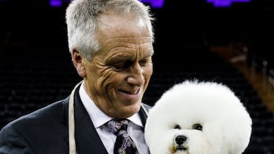 Flynn being held by handler Bill McFadden. EPA