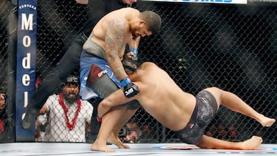 Juan Adams fights Justin Tafa, left, during UFC 247 at the Toyota Centre. USA Today