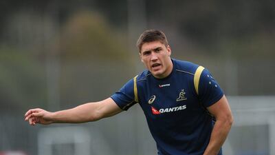 Australia's Sean McMahon in action at a team training session ahead of the Wallabies' Test against Wales on Saturday. Stu Forster / Getty Images / November 6, 2014