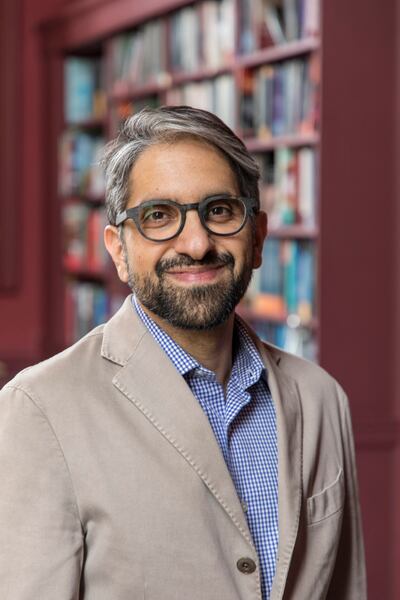 Sultan Al Qassemi, pictured at Cambridge University in 2019 during the Barjeel's Gulf Modernist architecture symposium. Sultan Al Qassemi