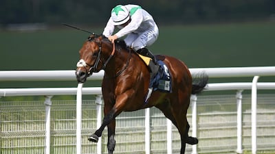 Khalifa Sat, ridden by Tom Marquand, wins the Cocked Hat Stakes at Goodwood Racecourse. PA Wire
