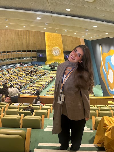 The writer at the UN headquarters in New York. Fatima Al Mahmoud / The National