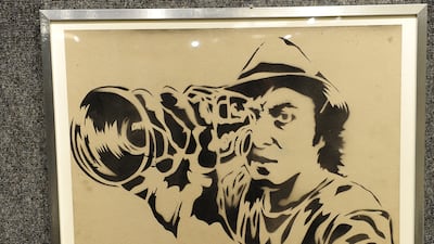 'Self Portrait' by Mr Brainwash, at a media preview of Bonhams' inaugural US auction of Urban Art, on October 24, 2012 in Hollywood, California. AFP Photo