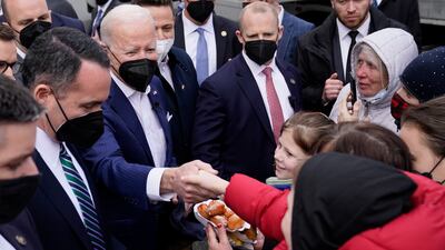 With Polish officials lobbying for humanitarian help, Mr Biden has said the US will offer $1 billion in relief for people affected by the war in Ukraine. AP