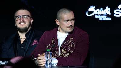 Ukraine's Oleksandr Usyk at the press conference. AFP