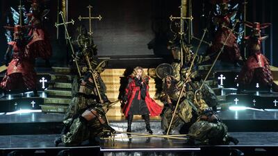 US singer Madonna performs during a concert as part of her tour Rebel Heart in Pasay city, south of Manila, Philippines, 24 February 2016. EPA