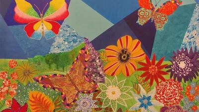 Wilma Burton's Inspiring Flowering, part of a healing art exhibition in Abu Dhabi for Ramadan. Courtesy Wilma Burton