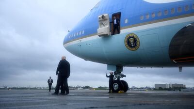 Air Force One carrying US President Donald Trump arrives at Osaka International Airport in Itami, Hyogo prefecture ahead of the G20 Summit. AFP