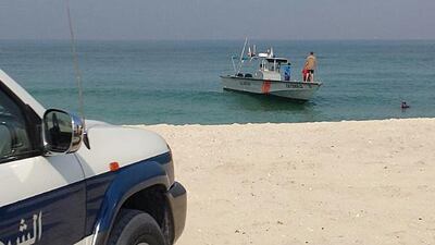 A Sudanese trainer died while trying to save his camel from drowning at Al Hamriya beach in Sharjah, police have said. Courtesy Sharjah Police