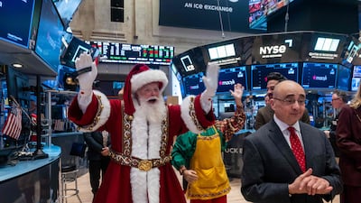 Festive celebrations at the New York Stock Exchange. Technology stocks weighed on Wall Street amid overspending concerns. AFP