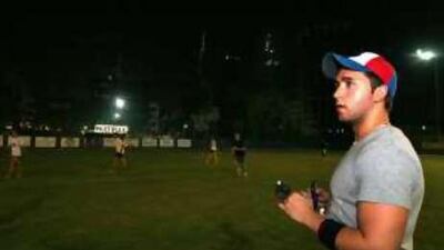 Ravi Bhusari watches a game of ultimate frisbee game at Metropolitan Hotel in Sheikh Zayed road in Dubai.