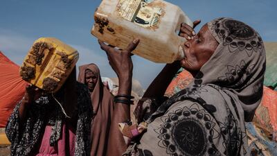 Hawa Mohamed Isack, 60, drinks water at Muuri, one of the 500 camps for internally displaced people, in Baidoa. For several weeks, humanitarian organisations have multiplied alerts on the situation in the Horn of Africa, which raises fears of a tragedy similar to that of 2011, the last famine that killed 260,000 people in Somalia.