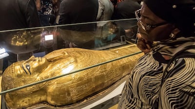 The coffin on display. AFP