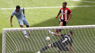 Atletico Madrid forward Diego Costa makes the score 1-1 against Athletic Bilbao at the San Mames Stadium, on Sunday, June 14. EPA