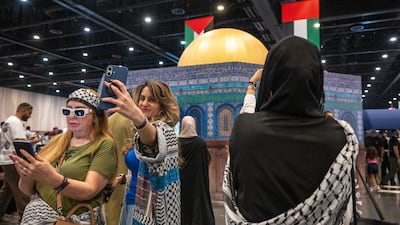 Thousands of people attend the Emirates Loves Palestine event at Expo City Dubai. Ahmed Ramzan / The National