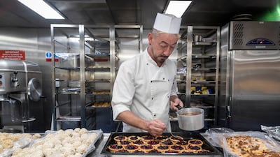 The ship's galley with chef Richard Earwicker.