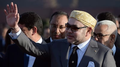 Moroccan king Mohammed waves as he arrives to inaugurate the Noor 1 Concentrated Solar Power (CSP) plant, some 20 kilometres (12.5 miles) outside the central Moroccan town of Ouarzazate. Fadel Senna / AFP