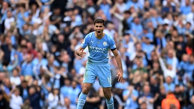 Rodri celebrates after scoring. Getty