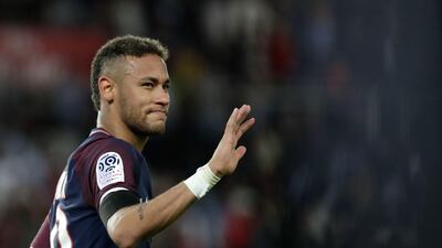 Paris Saint-Germain's Brazilian forward Neymar gestures during the French Ligue 1 match against Toulouse at the Parc des Princes stadium in Paris on August 20, 2017. Thomas Samson / AFP