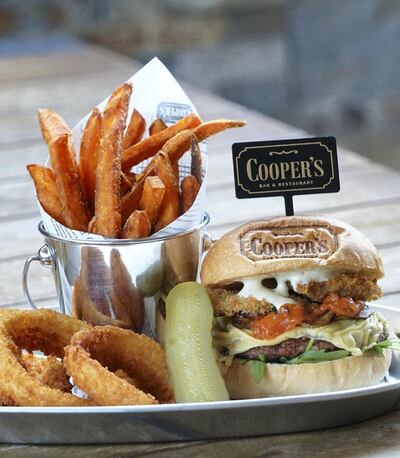 A burger meal from Cooper's new vegan menu