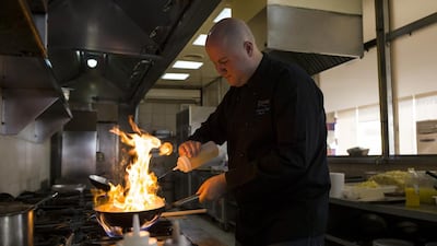 Ibrahim Osseiran from Flooka restaurant cooks some of his speciality dishes. Antonie Robertson / The National
