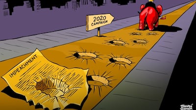 Our cartoonist Shadi Ghanim's take on Donald Trump's 2020 re-election campaign after he survived the impeachment challenge.