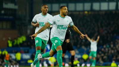 Callum Wilson scored twice for Newcastle in the 4-1 Premier league win at Everton. AP
