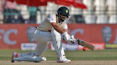 Mohammad Nawaz plays a shot on his way to a 62-ball 45 that almost swung the match back in Pakstan's favour. Reuters