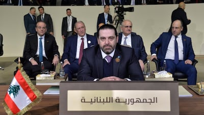 Lebanese prime minister-designate Saad Hariri at the opening session of the Arab Economic and Social Development Summit in Beirut this week. Wael Hamzeh / EPA